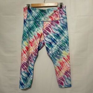 Athleta Cropped Tights Leggings Rainbow colors Size 1X like 16W/18W